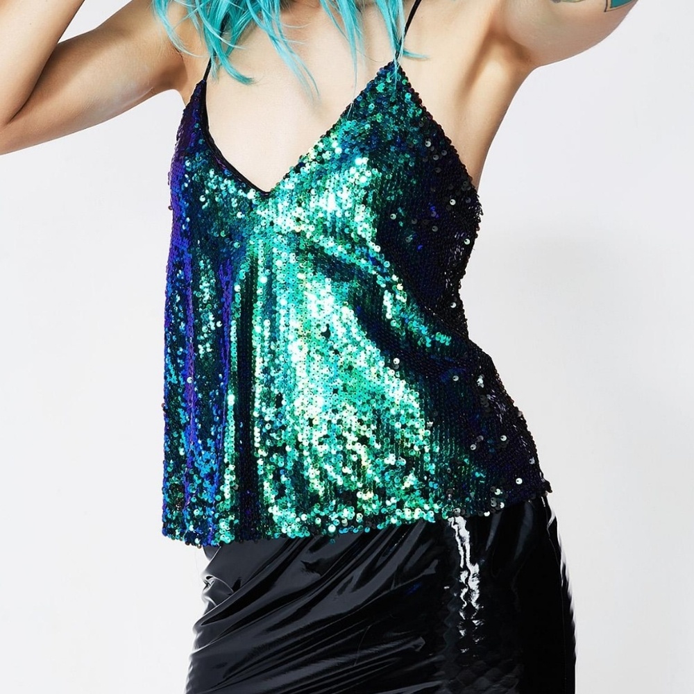Worn Once! Back At Sea Dollz Kill Sequin Cami